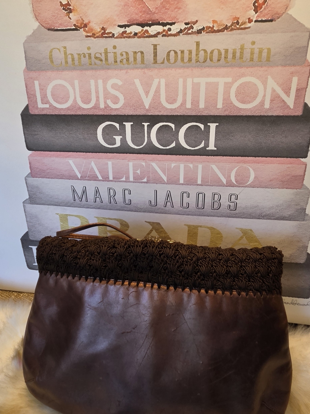 Ferragamo Brown Crochet & Leather Hobo Bag - Picture 3 of 9